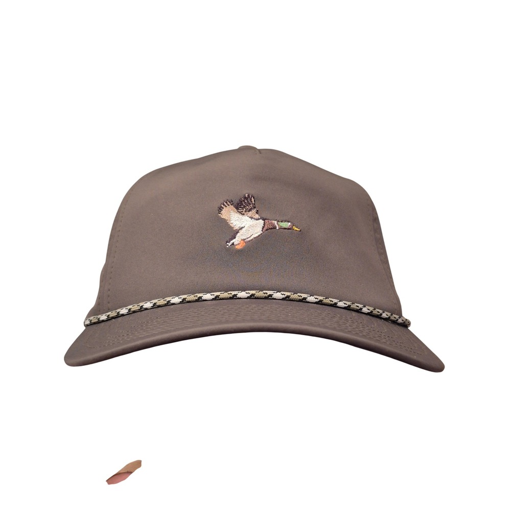 Poncho Outdoors Duck Rope Hat Mens Snapback Charcoal Green Grey Performance Cap